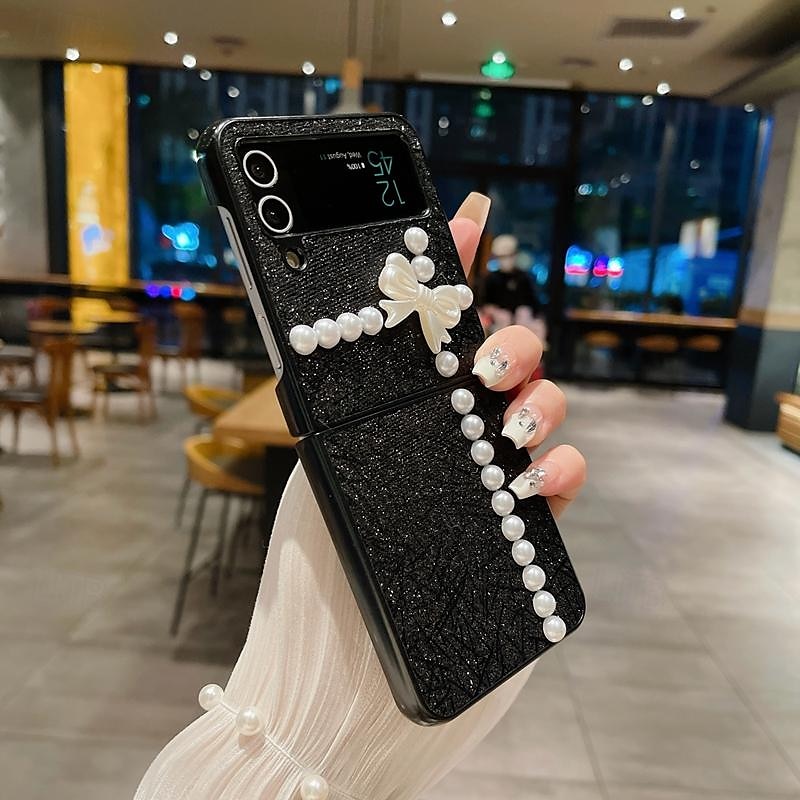 Phone Case For Samsung Galaxy Z Flip 7 Z Flip 6 Z Flip 5 Z Flip 4 Z Flip 3 for Women Girl Bling Glitter Shiny Shockproof Bow tie TPU 2025 - $13.99 –P11