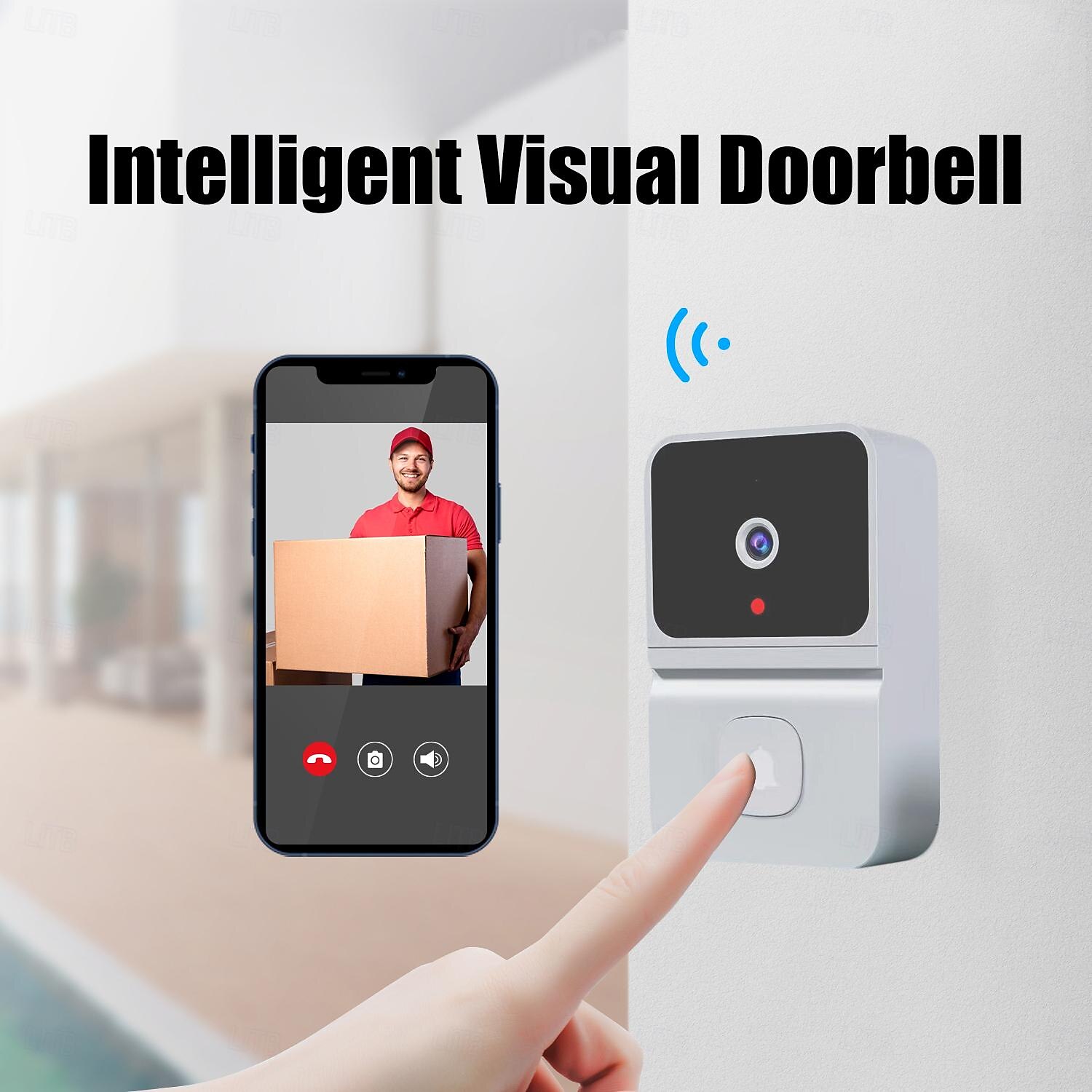 1 stuks slimme visuele deurbel draadloze wifi huishouden laag stroomverbruik lange stand-by app afstandsbediening intercom (ingebouwde batterij) 2025 - $35.99 –P1