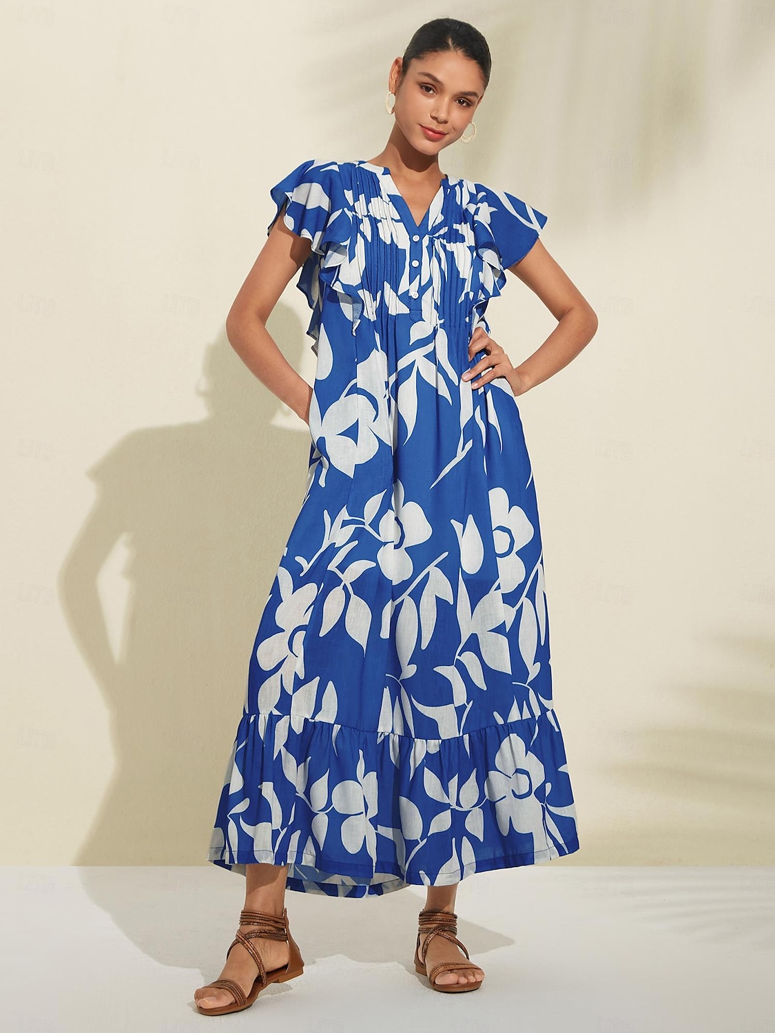 Casual Floral Pleated Maxi Dress 2024 - $59.99 –P6