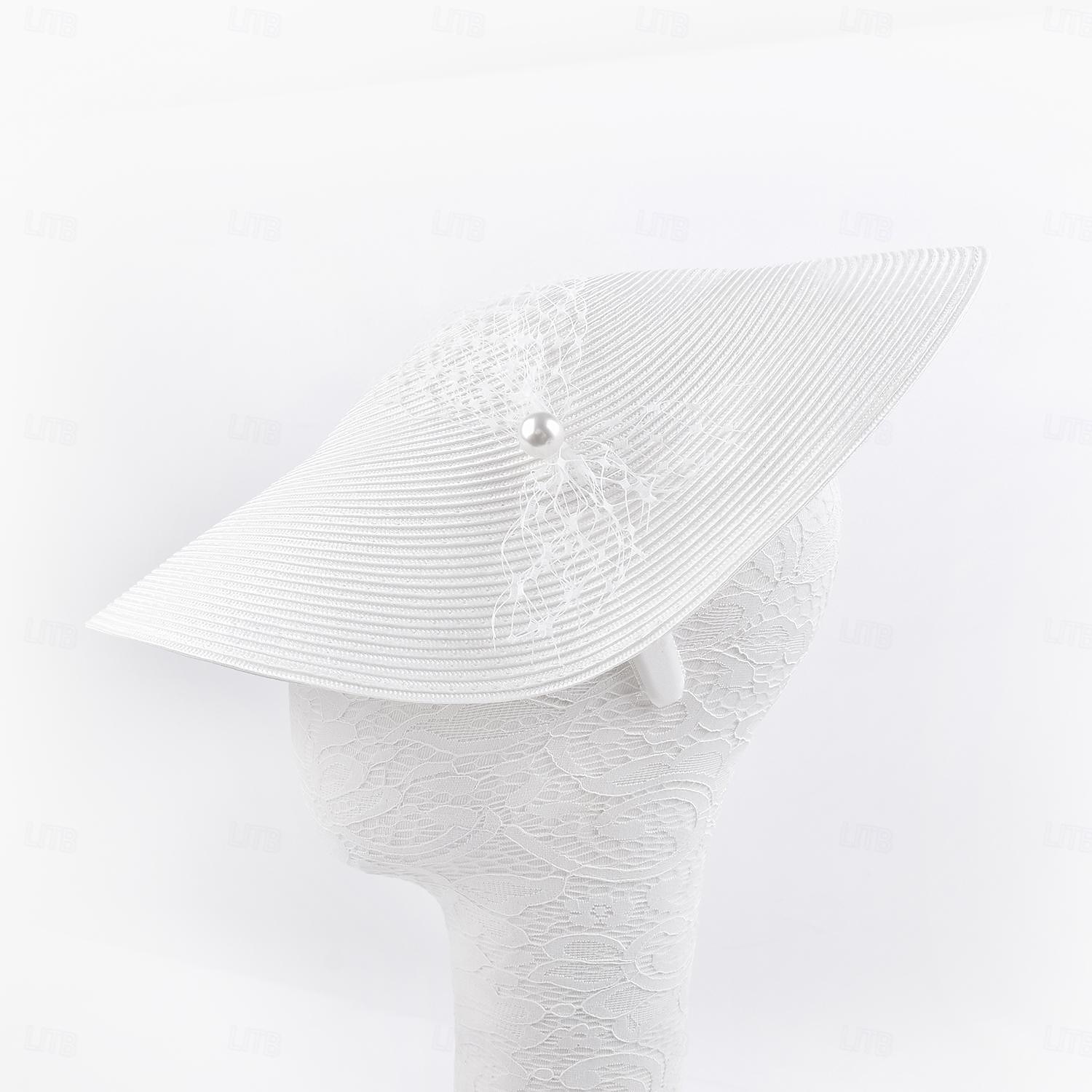 Headbands Hats Fiber Bowler / Cloche Hat Straw Hat Sun Hat Wedding Tea Party Elegant Wedding With Pearls Tulle Headpiece Headwear 2026 - $57.99 –P11