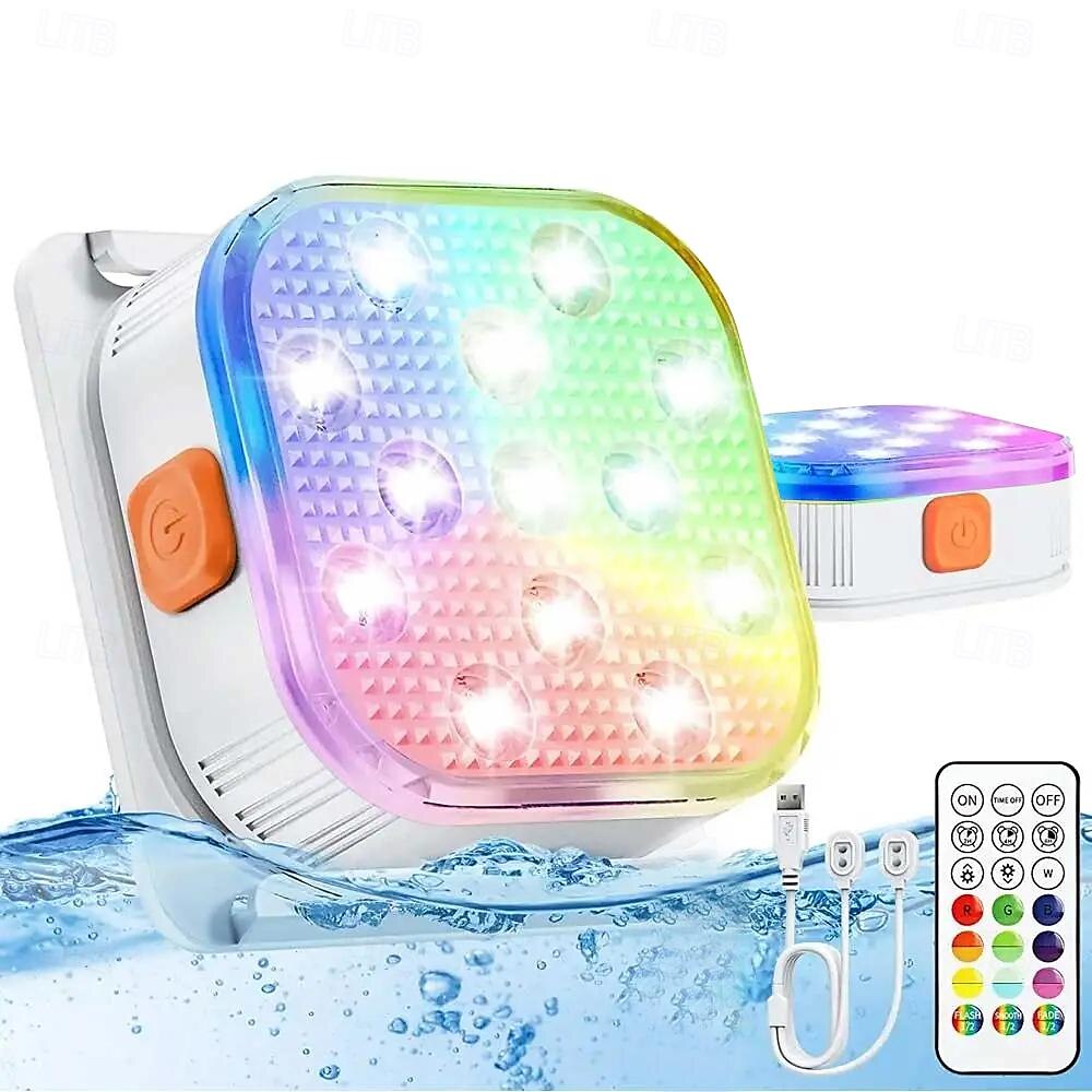 2pcs Rechargeable Submersible Pool LED Light with Remote Control, LED Underwater Light Multicolor LED Diving Pool Light USB Timer Color Changing Aquarium Fish Tank Night Light 2025 - $66.99 –P3