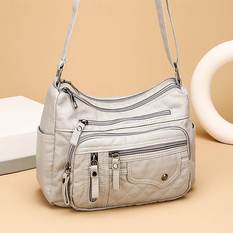 geantă de damă din piele artificială matlasată cu buzunare multiple cu fermoar – geantă de mână casual și versatilă pentru utilizarea de zi cu zi 2026 - $24.99 –P7