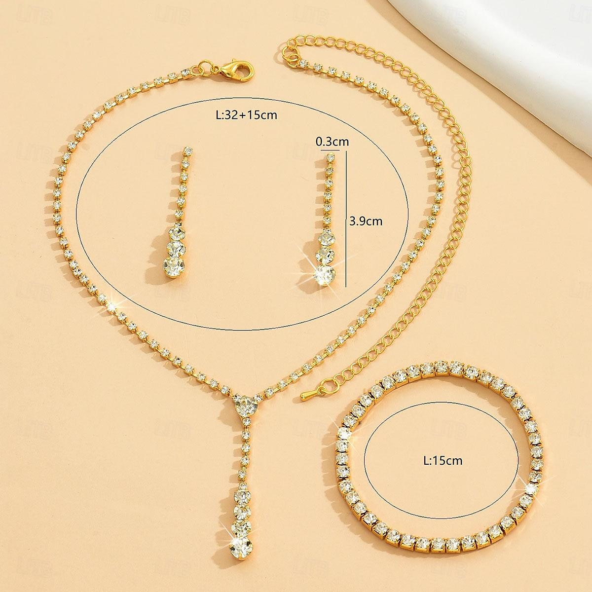 Seturi de bijuterii 4 buc Ștras Aliaj Cercei Coliere Brățări Pentru femei Elegant Epocă Modă Geometric Geometric Shape Set de bijuterii Pentru Nuntă Aniversare Invitat la nunta 2025 - $12.99 –P2