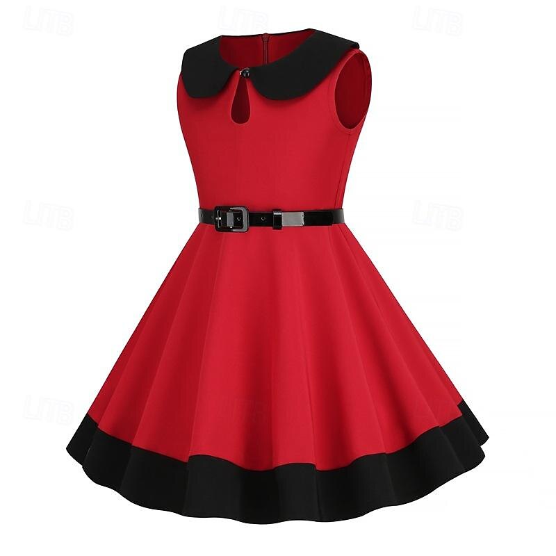 1950 Rochie de Cocktail Purtare Zilnică Rochii Rochie Flare Mată Costume de fancy Fete Crăciun Halloween Carnaval Evenimente / Petrecere Petrecere cu cocktail Bal Pentru copii Rochie Rochii de acasă 2025 - $29.99 –P5