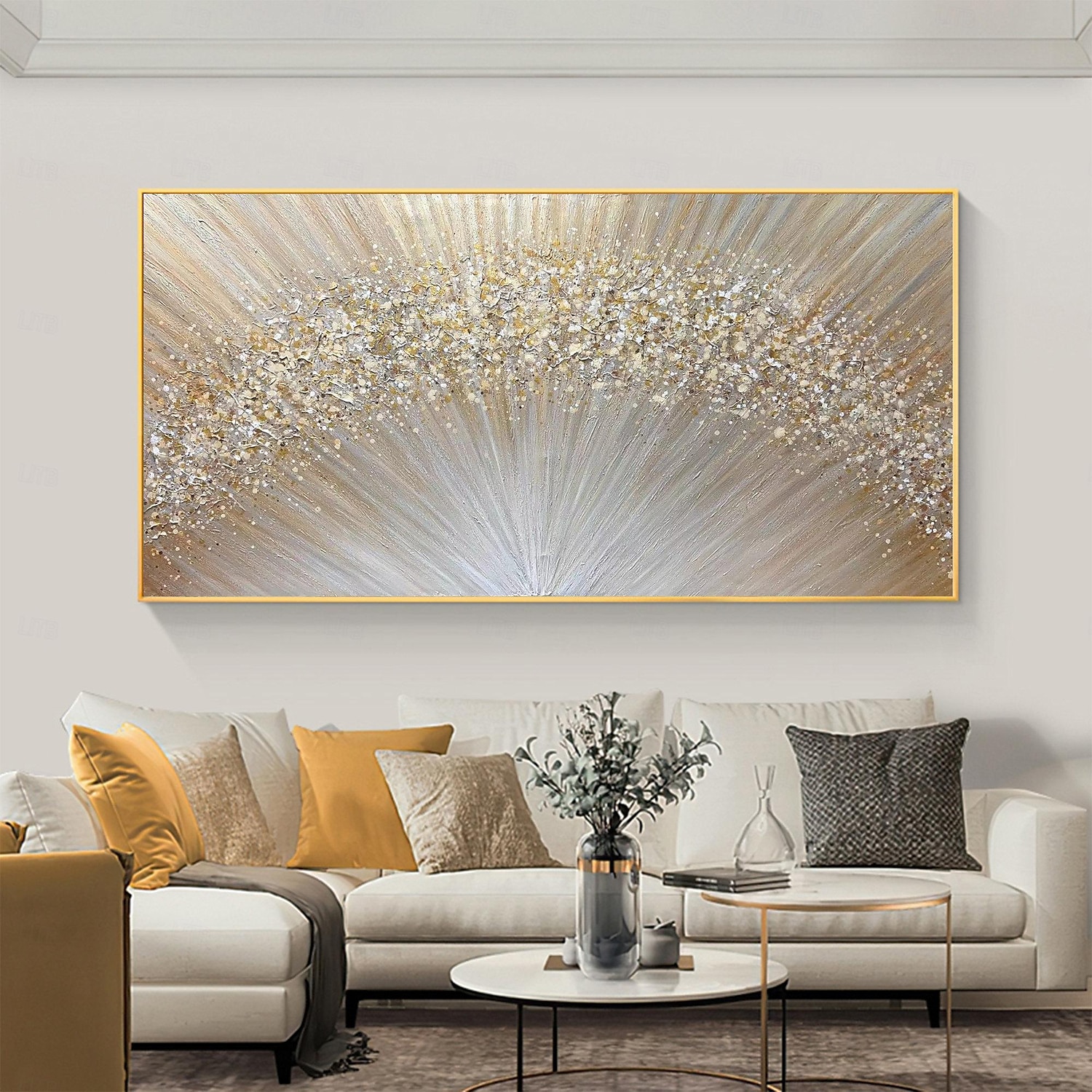 Large hand painted Abstract Gold Texture Oil Painting on Canvas hand painted Minimalist Yellow Ripple Acrylic Painting Modern artwork painting for Living Room Wall Art Decor 2025 - $77.99 –P2