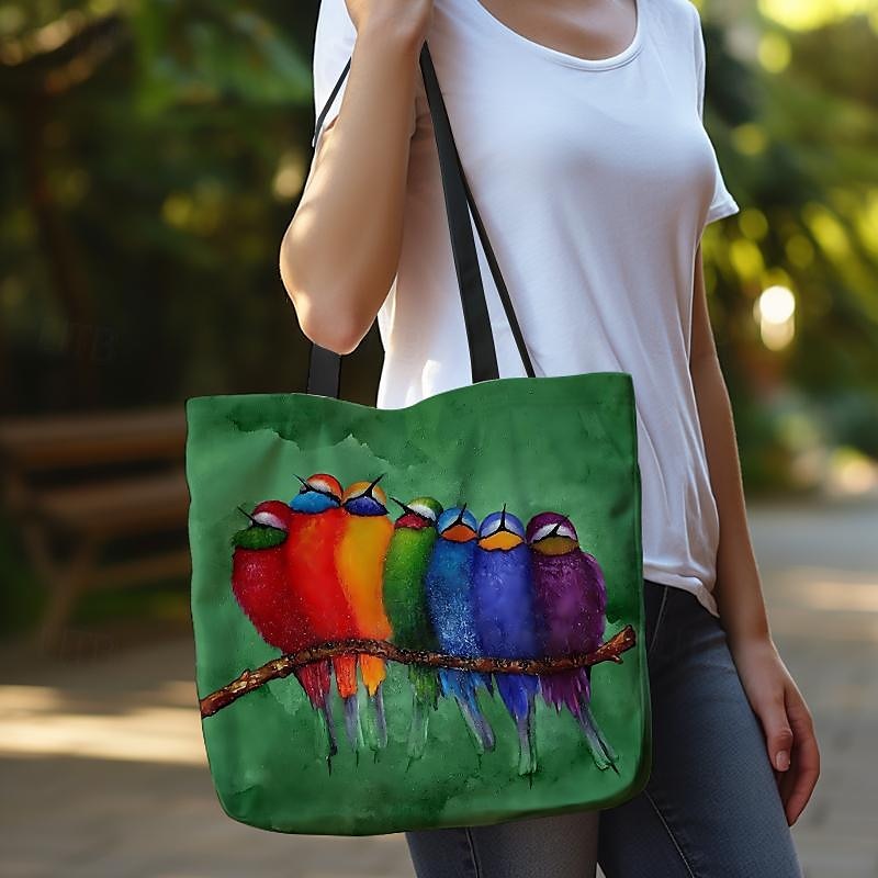 Colorful Birds Print Tote Bag – Artistic Eco-Friendly Reusable Shoulder Bag for Women, Casual Everyday Handbag 2025 - $18.99 –P5
