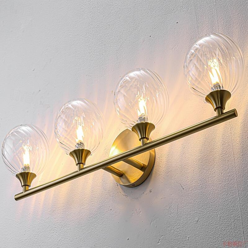 lampada da toeletta per interni 1/2/3/4 luce lampada da toeletta per bagno, lampade da bagno su specchio lampada da bagno dorata con paralume in vetro trasparente del 2025 a $210.89 –P12