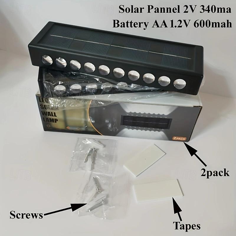 2 Packs LED Solar Wall Lights Beads Long Size  with Emitting Light Up and Down, Fence Outdoor Courtyard, Garden Pathway Decoration Light 2026 - $26.99 –P5