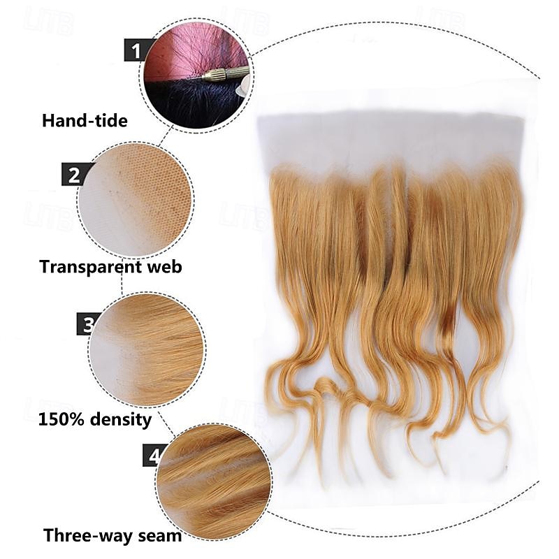 țesătură păr bătătură afro-b 13*4 dantelă frontală păr uman păr virgin 4 pachete/pachet corp ondulat blond negru maro extensii de păr 2025 - $66.99 –P4