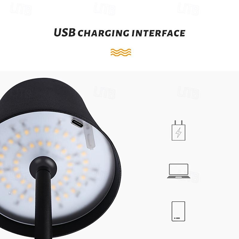 Portable Dimmable Table Lamp Cordless LED Lamp Aluminum Infinite Dimming Table Lamp Dining Room Bedroom Minimalist Type-C Rechargeable Battery Atmosphere Long Lasting 2025 - $52.99 –P12