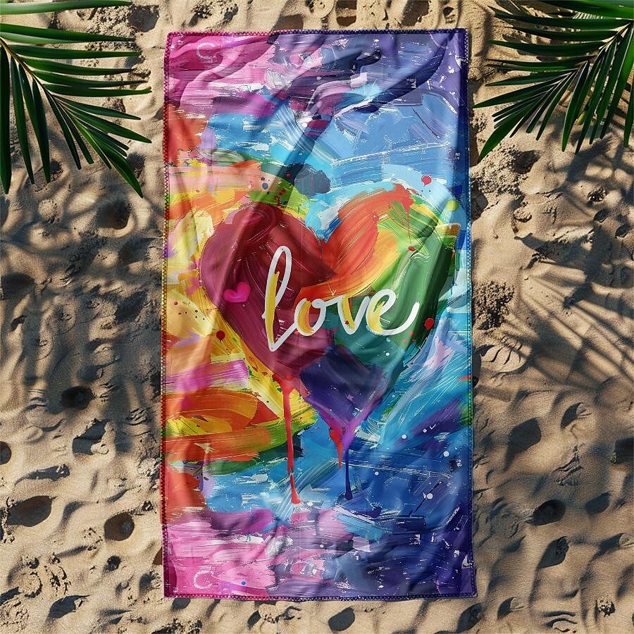 מגבת חוף lgbt love סדרת הדפסת תלת מימד גדולה מגבת מגבת רחצה מגבת סדין חוף שמיכה קלאסית 100% מיקרו סיבי שמיכות נוחות 2025 - $10.99 –P5