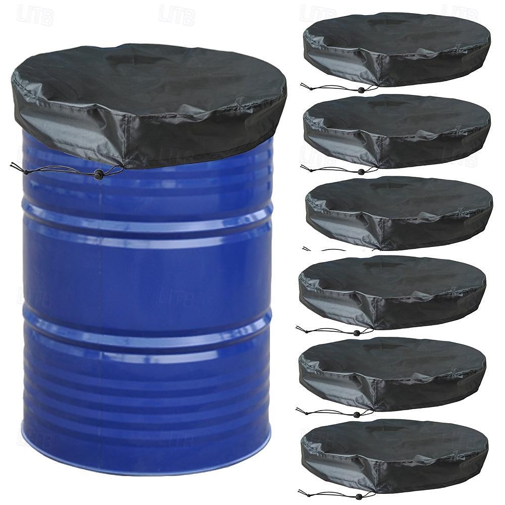 Cubierta protectora para tambores químicos y barriles de agua de lluvia: protector contra el polvo y la lluvia de tela Oxford para barriles redondos y compuestos, que garantiza la longevidad 2025 - $17.49 –P1