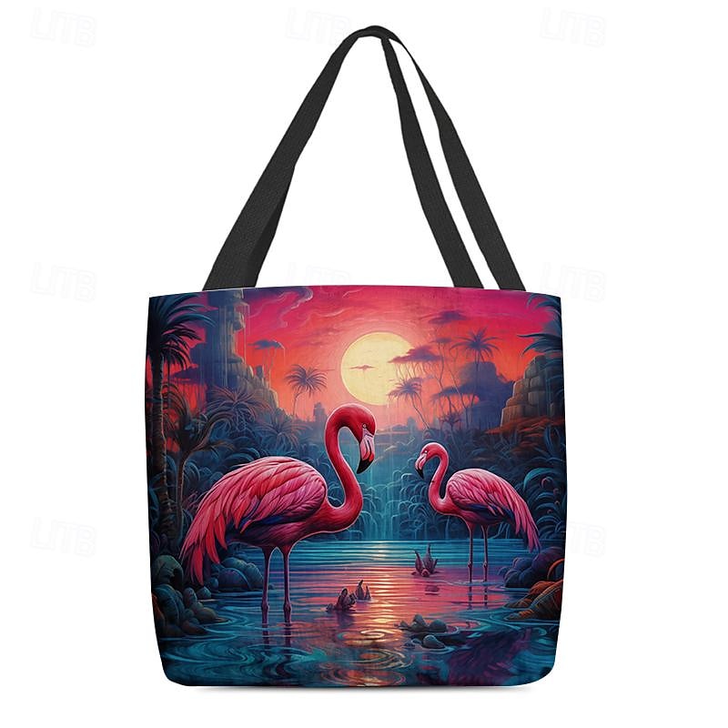 Mujer Bolso Tote Bolsa de hombro Bolsa de lona Poliéster De Compras Diario Festivos Impresión Gran Capacidad Plegable Ligero Flamenco Rojo claro Azul Fucsia 2025 - $19.99 –P10
