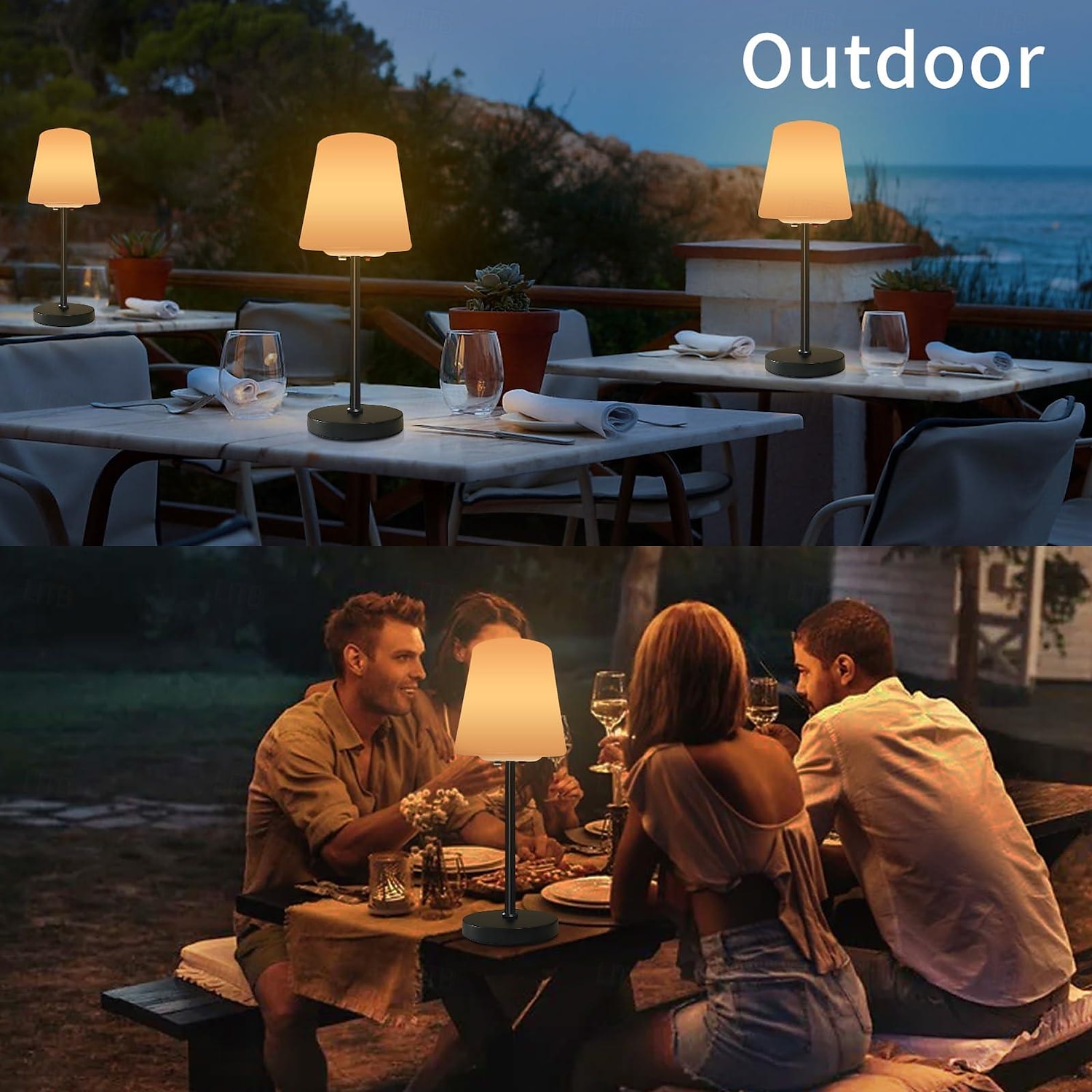 lampe de table solaire à intensité variable, lampes de table sans fil rechargeables, lampe de table portable à 3 modes de couleur pour salon, bureau, restaurant et terrasse de 2025 ? $63.99 –P6