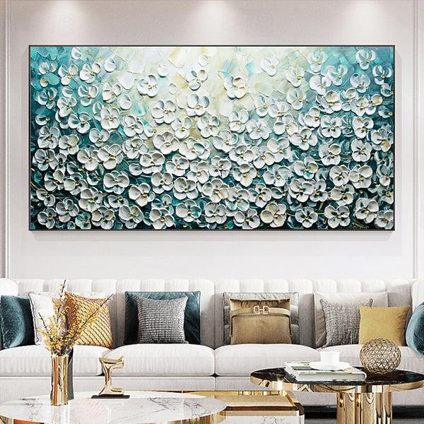 peinture à l'huile de fleur épanouie art de paysage fait à la main minimaliste fleur de cerisier blanc toile peinture à l'huile peint à la main 3d texture crémeuse peinture à l'huile art mural de 2025 ? $61.99 –P1