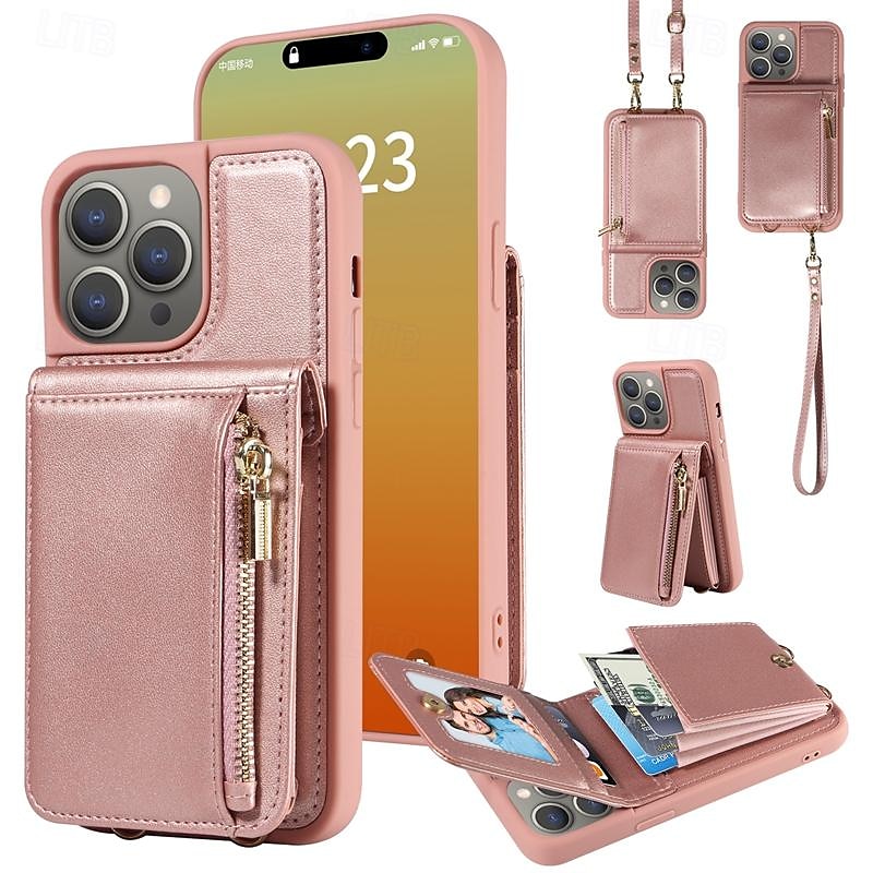 телефон Кейс для Назначение айфон 16 iPhone 15 Pro Max iPhone 14 13 12 11 Pro Max X XR XS 8 7 Plus Кошелек для карт Молния с ремешком с ремешком на запястье Ретро ТПУ Кожа PU 2025 - $33.99 –P1