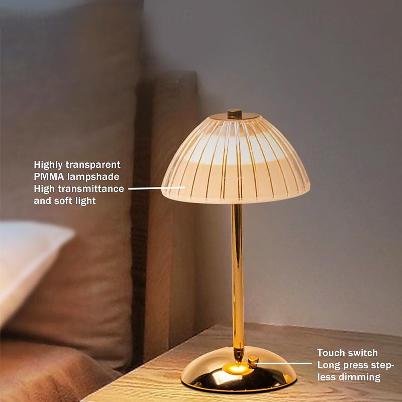 Хрустальная настольная лампа, современный минималистичный сенсорный трехцветный светильник с бесступенчатым затемнением, перезаряжаемый через USB, мягкий свет и долговечная батарея 2025 - $48.99 –P7