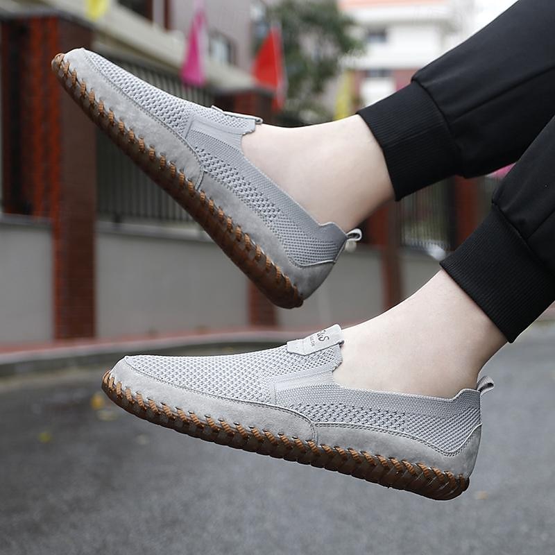 Per uomo Mocassini e Slip-Ons Scarpe fatte a mano Footing Informale Giornaliero PU Traspirante Comodo Beige / Bianco Grigio Estate Autunno del 2025 a $49.99 -P9