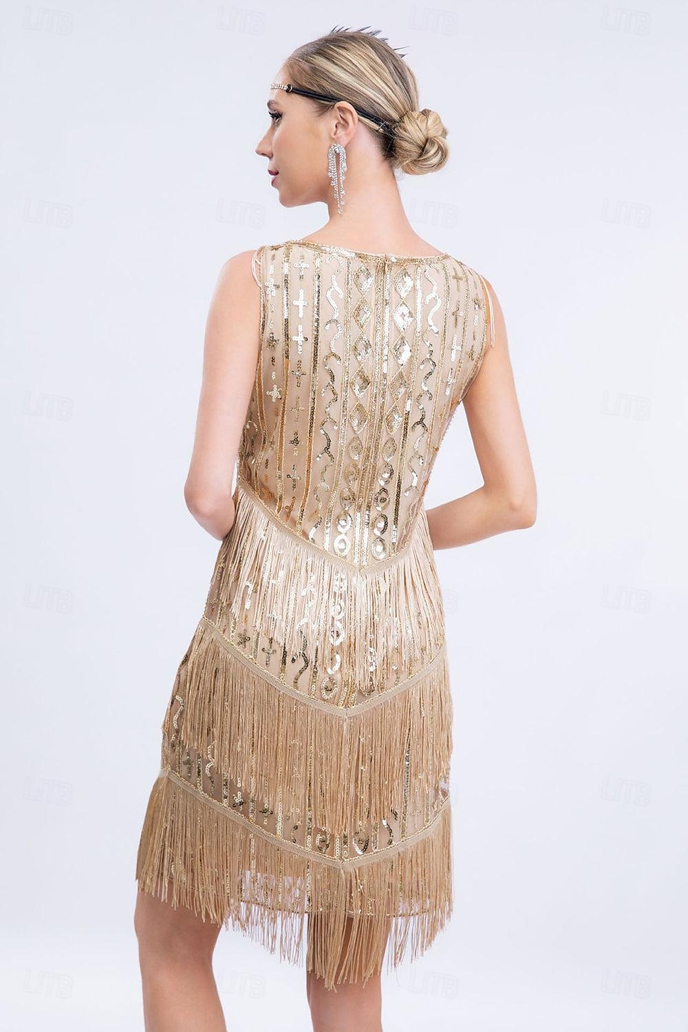 Retró Ordító 20-as évek 1920-as évek Flapper ruha Felszerelések Koktélruha A nagy Gatsby Flapper lány Esküvői Vendég Flitter Női Esküvő Esküvői vendég Buli / Este Felnőttek 1 Karkötő Ruha Kesztyűk 2025 - $86.99 –P7
