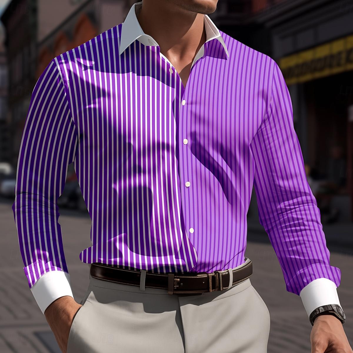 Homme Chemise Chemises imprimées Plaid Vacances Plein Air Violet Bleu Roi Orange manche longue Col rabattu Printemps été Vêtement Tenue Imprimer de 2026 ? $28.99 –P2