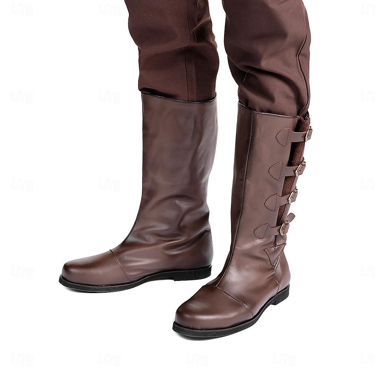 Retro Vintage mittelalterliche Renaissance-Schuhe, flache Jazz-Stiefel, Pirat, Ritter, Ritter, Herren, Unisex, Halloween, Event/Party, Maskerade-Schuhe, ausgefallene mittelalterliche Stiefel 2026 - $51.99 –P4