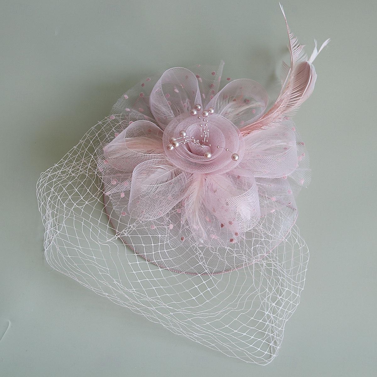 Fascinátory Klobouky Doplňky do vlasů Organza Se širší krempou Cylindr Závojový klobouk Dostih koktejl Elegantní Vinobraní S Peří Mašličky Přílba Pokrývky Hlavy 2025 - $21.99 –P4