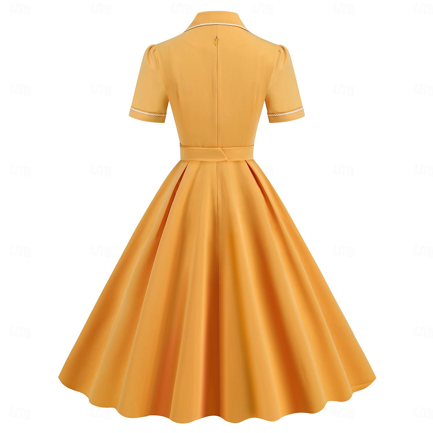 Retro Vintage 1950s Rockabilly Swing Dress Flare Dress Solid Color Women's Halloween Masquerade Dailywear Bachelorette Party Adults Dress Homecoming Dresses 2025 - $39.99 –P3