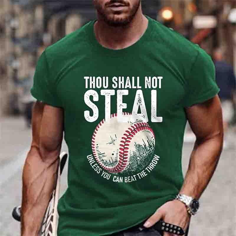 Herren Lustiges Baseball Wortspiel Grafik T-Shirt - 'Du sollst nicht stehlen es sei denn du kannst den Wurf schlagen' Kurzarm 2026 - $19.49 –P6