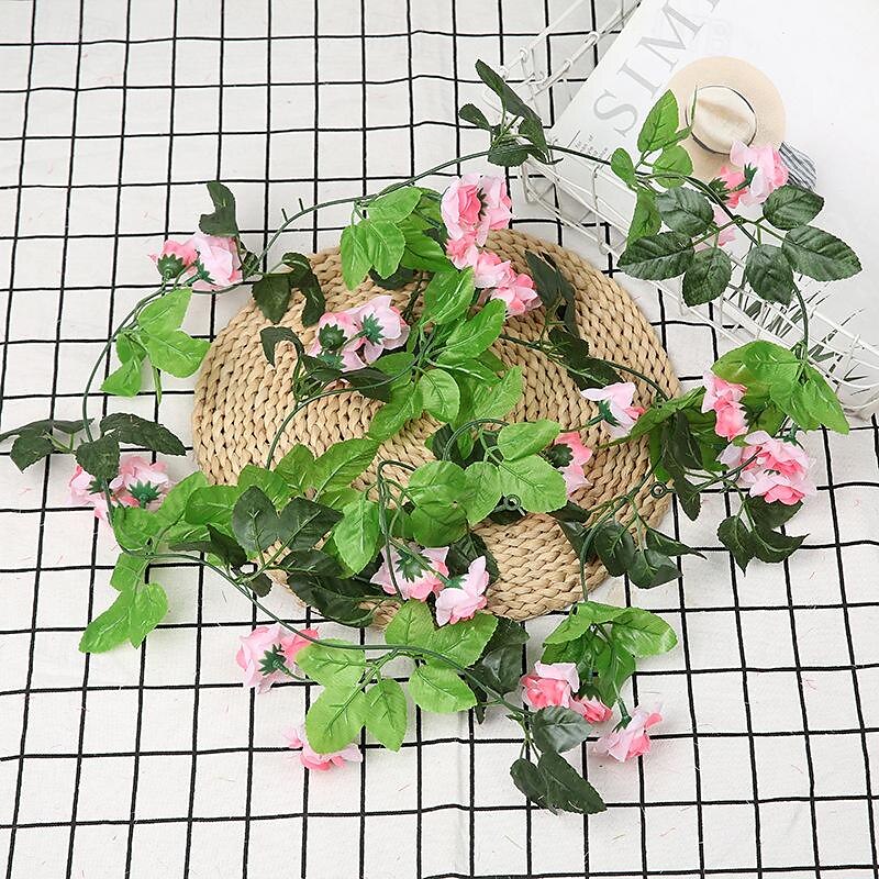 fleurs simulées fleurs artificielles fleurs en soie vigne vignes climatisation conduites d'eau arches de mariage décorations sinueuses rose vignes de 2025 ? $24.99 –P20