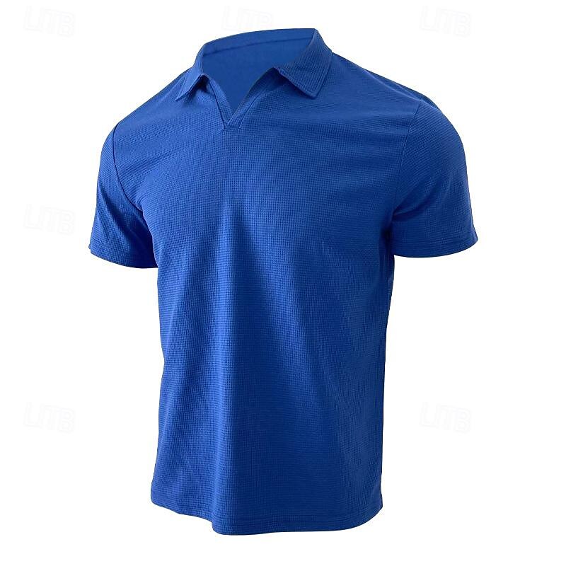 Per uomo Polo a nido d'ape Camicia da golf Golf Informale Sport Bavero Manica corta Essenziale Moderno Liscio Classico Primavera estate Standard Nero Bianco Blu Cachi Grigio Polo a nido d'ape del 2025 a $17.99 –P19