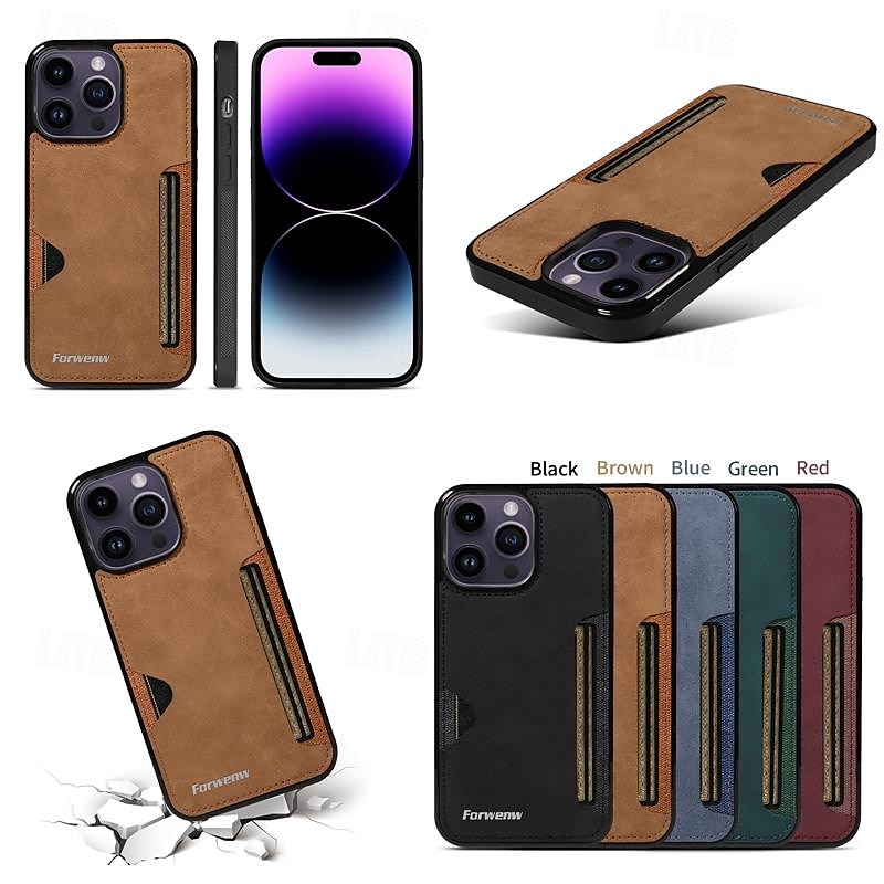 Phone Case For iPhone 16 iPhone 15 Pro Max iPhone 14 13 12 11 Pro Max Mini SE X XR XS Max 8 7 Plus Back Cover Ultra Thin Card Slot Shockproof Retro TPU PU Leather 2025 - $15.99 –P1