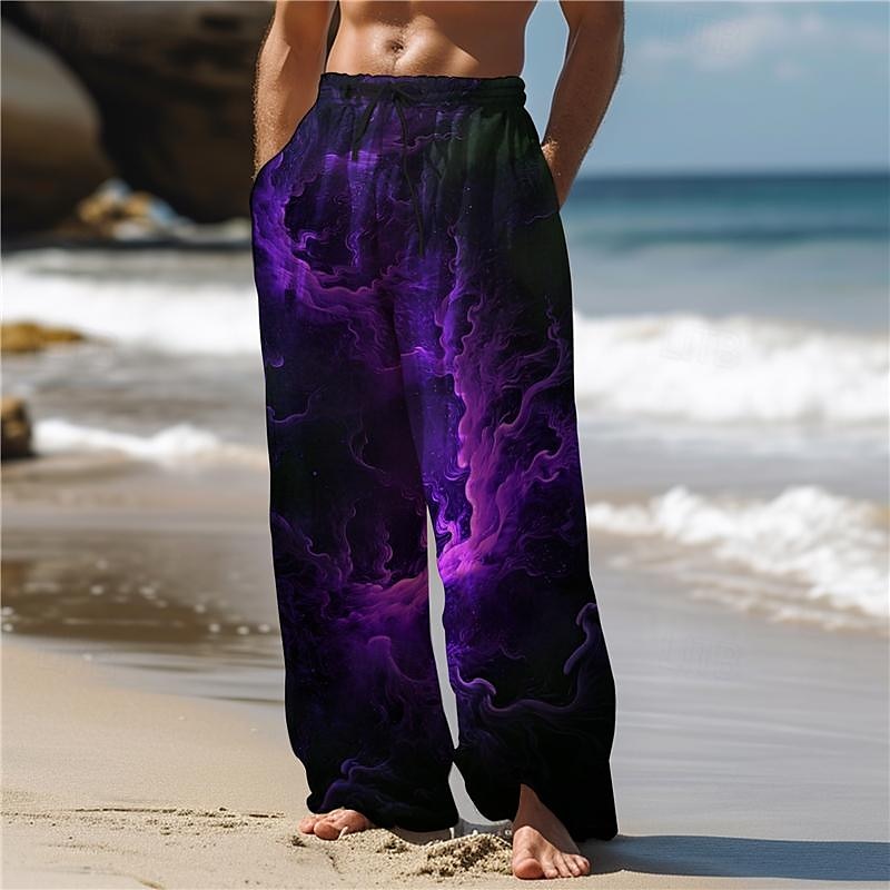 Herre Hawaiisk 3D Print Bukser 3D-utskrift Bukser med rett ben Medium Midje Elastisk midje med snøring utendørs Gate Ferie Sommer Vår Høst Komfortabel form Mikroelastisk 2025 - $25.99 –P6