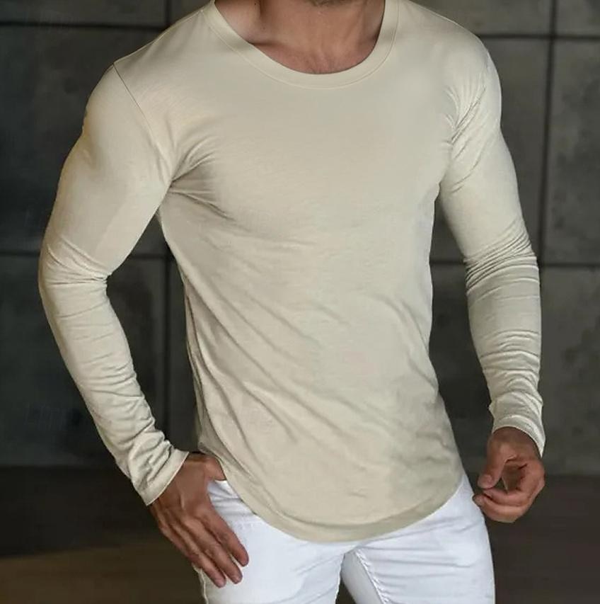 Herren T Shirt T-Shirt Langarm V Ausschnitt Frühling & Herbst Einfach Mode Designer Basic Urlaub Straße Ausgehen Schwarz Blau Orange Top T-Shirt für Herren 2025 - $13.49 –P2