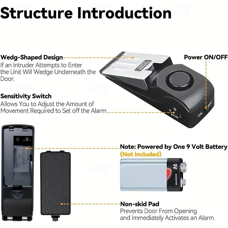 120dB Security Door Stop Alarm - Portable Safety Device forHome Hotel & Travel 2025 - $12.99 –P5
