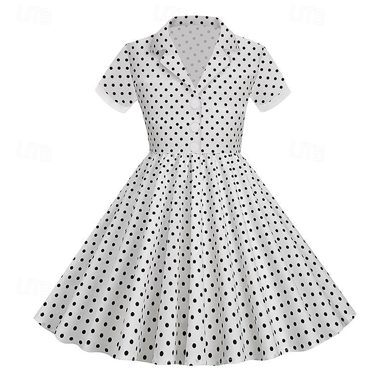 Polka Dots Retro Vintage 1950s Grease Outfits Dress A-Line Dress Flare Dress  Polka dots Fancy Dress Girls' Christmas Halloween Carnival Event / Party  Cocktail Party Prom Kid's Dress 2026 - $29.99