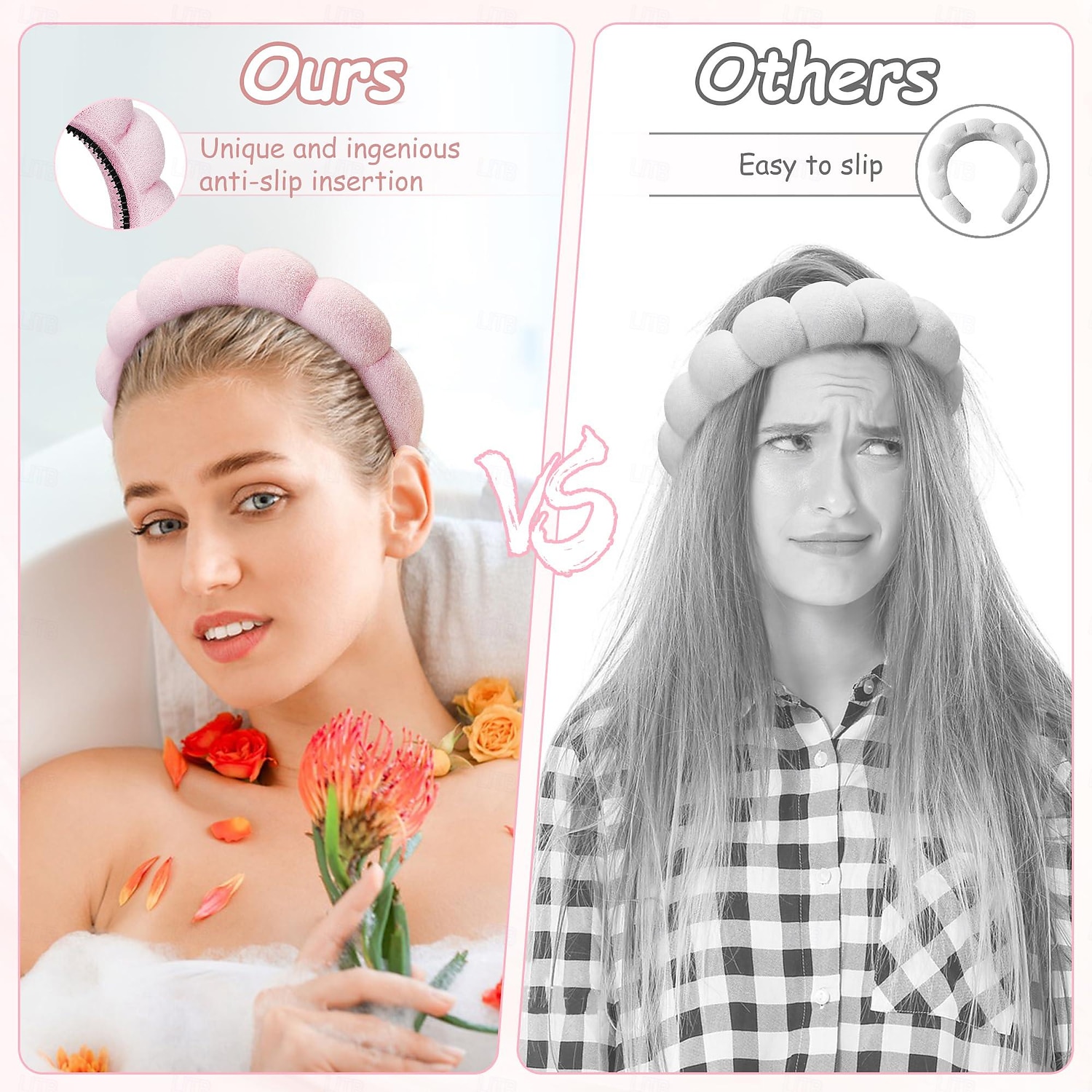 Spa Headband for Washing Face, Skincare Headbands and Wrist bands Set, Terry Cloth Makeup Headband, Puffy Anti-Slip Face Wash Headbands for Women for Facial Cleaning, Makeup 2025 - $6.99 –P4