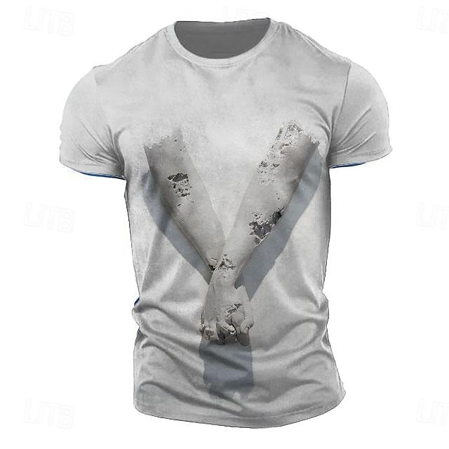 Herre Grafisk Speilbilde T skjorte Kortermet T skjorte 3D-utskrift Crew-hals Skjorte Retro / vintage Fritid Gate stil Sport & Utendørs Ferie Ut på byen Beige Grå Vår sommer Klær S M L XL 2XL 3XL 2025 - $17.99 –P4
