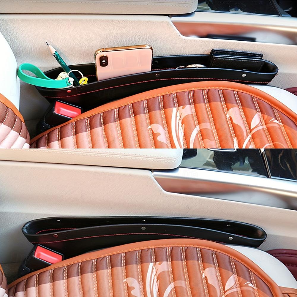 Organizador de espaço para assento de carro, caixa de armazenamento de couro pu à prova d'água para carro, bolso lateral de couro de ajuste universal para carteira móvel, moedas e acessórios de de 2026 por $8.99 –P6