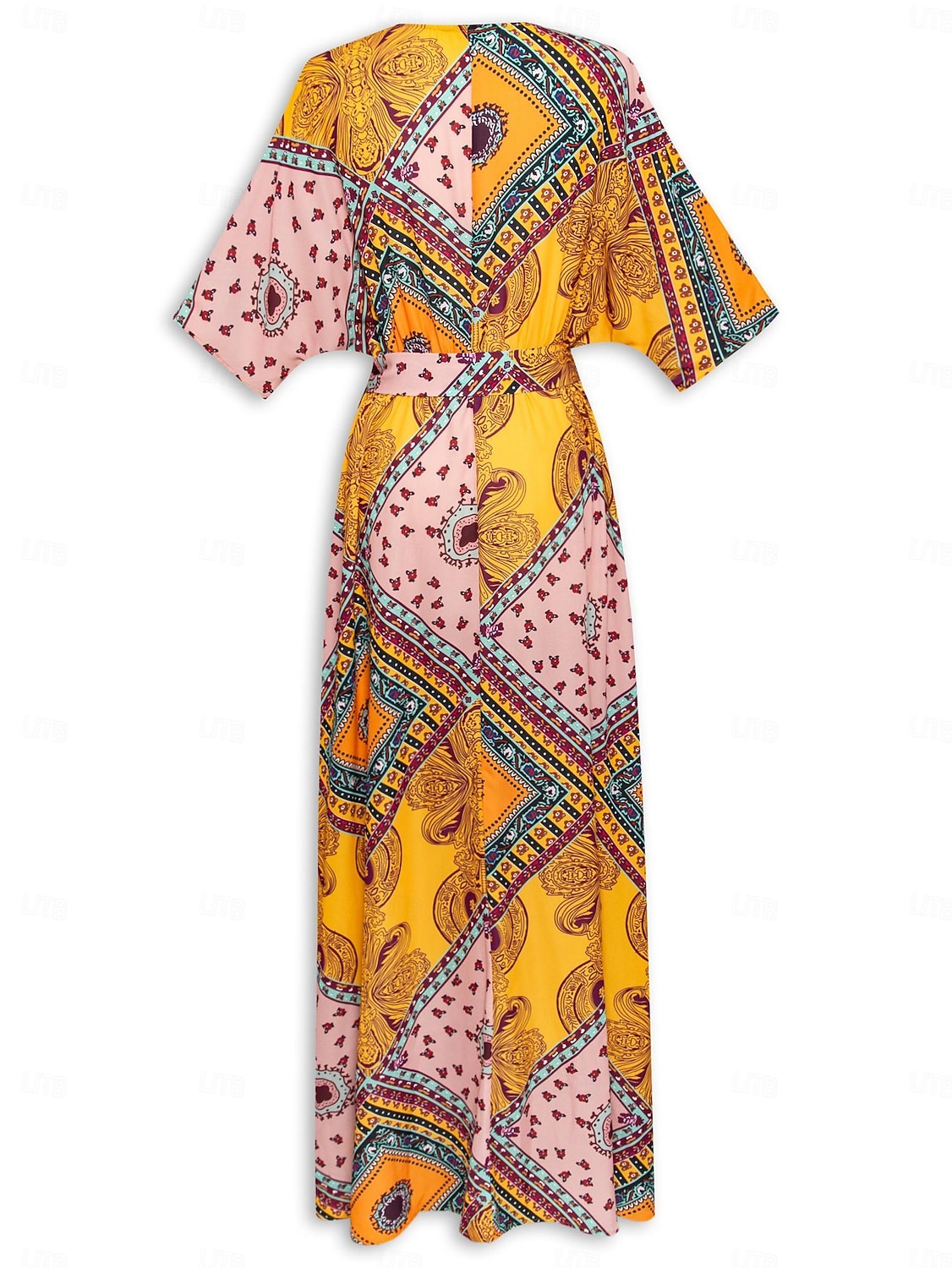 2025年 フォークプリント Vネックマキシドレス  コレクション – $103.99 –P8