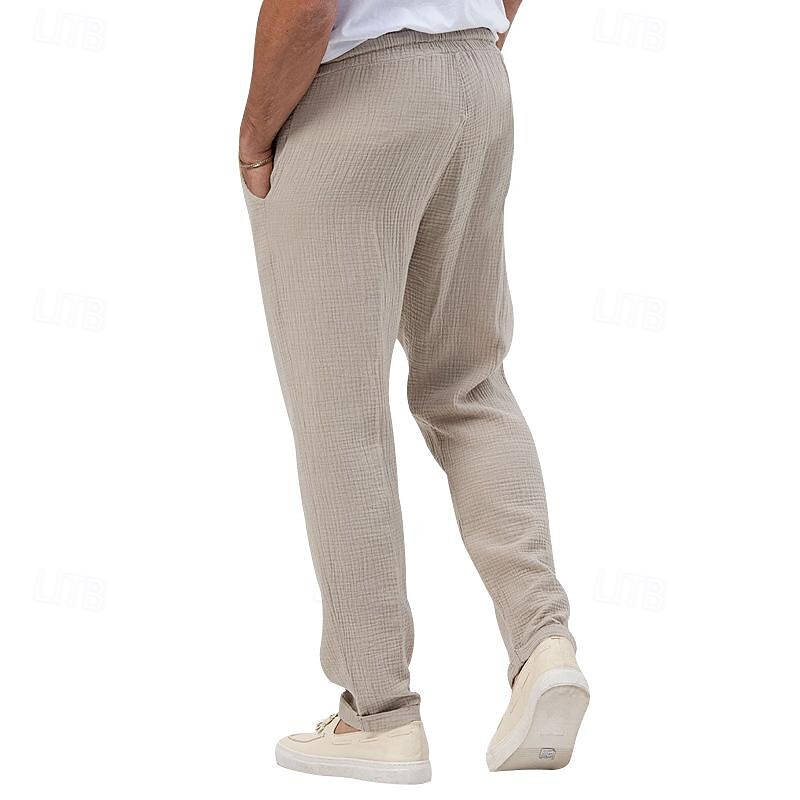 Pánské Kalhoty Plážové šortky Kalhoty pro volný čas Kalhoty Seersucker Šňůrky Elastický pas Straight-Leg Bez vzoru Pohodlné Prodyšné Denní Dovolená Streetwear Módní Na běžné nošení Černá Bílá 2025 - $20.99 –P17