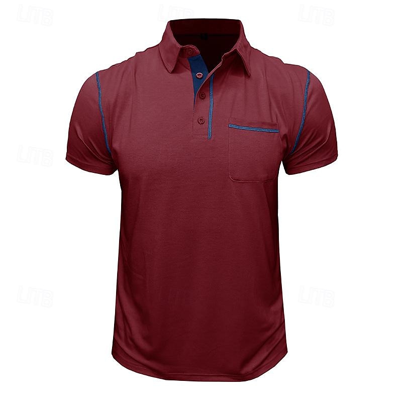 Herren Poloshirt aus Baumwolle Golfhemd Arbeit Casual Kargen Kurzarm Basic Modern Farbblock Patchwork Taste Frühling Sommer Regular Fit Wein Dunkelgrau Schwarz Weiß Königliches Blau Grün Poloshirt 2025 - $18.99 –P17