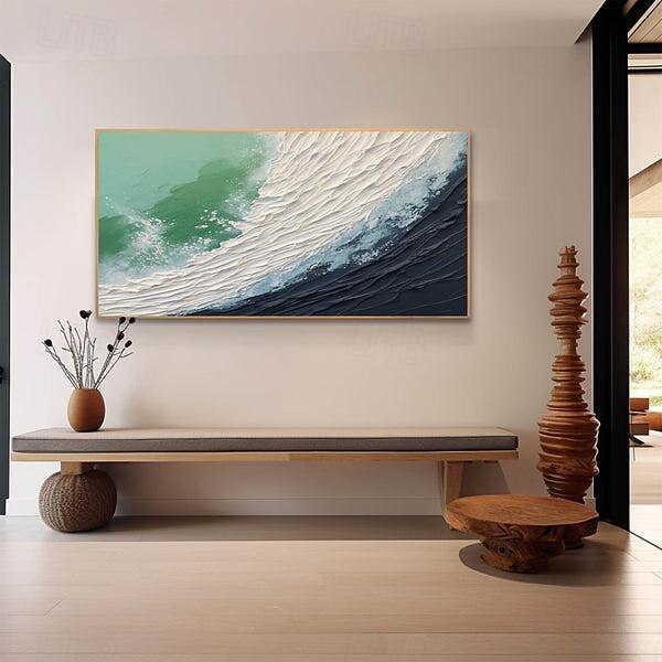 handgemaltes abstraktes, minimalistisches Strand-Acrylgemälde auf Leinwand, handgefertigt, große Wandkunst, Textur, Ozeanwellengemälde, individuelles Wabi-Sabi-Gemälde, Wanddekoration 2025 - $116.99 –P3