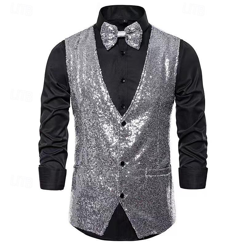 Retró 1920-as évek Prsluk Mellény Csokornyakkendő A nagy Gatsby Úriember Szűk fazon Férfi Álarcos mulatság Esemény / Buli Üzlet / Ünnepség / Esküvő Lánybúcsú Felnőttek Mellény Masni 2025 - $28.99 –P6