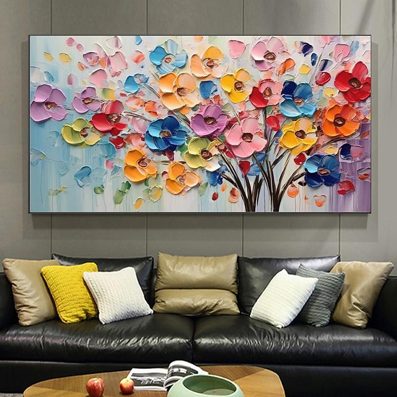 Großes Pflaumenblüten-Ölgemälde, handgemalte rosa Blumen, Leinwand-Wandkunst, dicke Textur, Palettenmesser-Gemälde, Nachttisch-Kunst, Jubiläumsgeschenk, Heimdekoration 2025 - $125.99 –P14