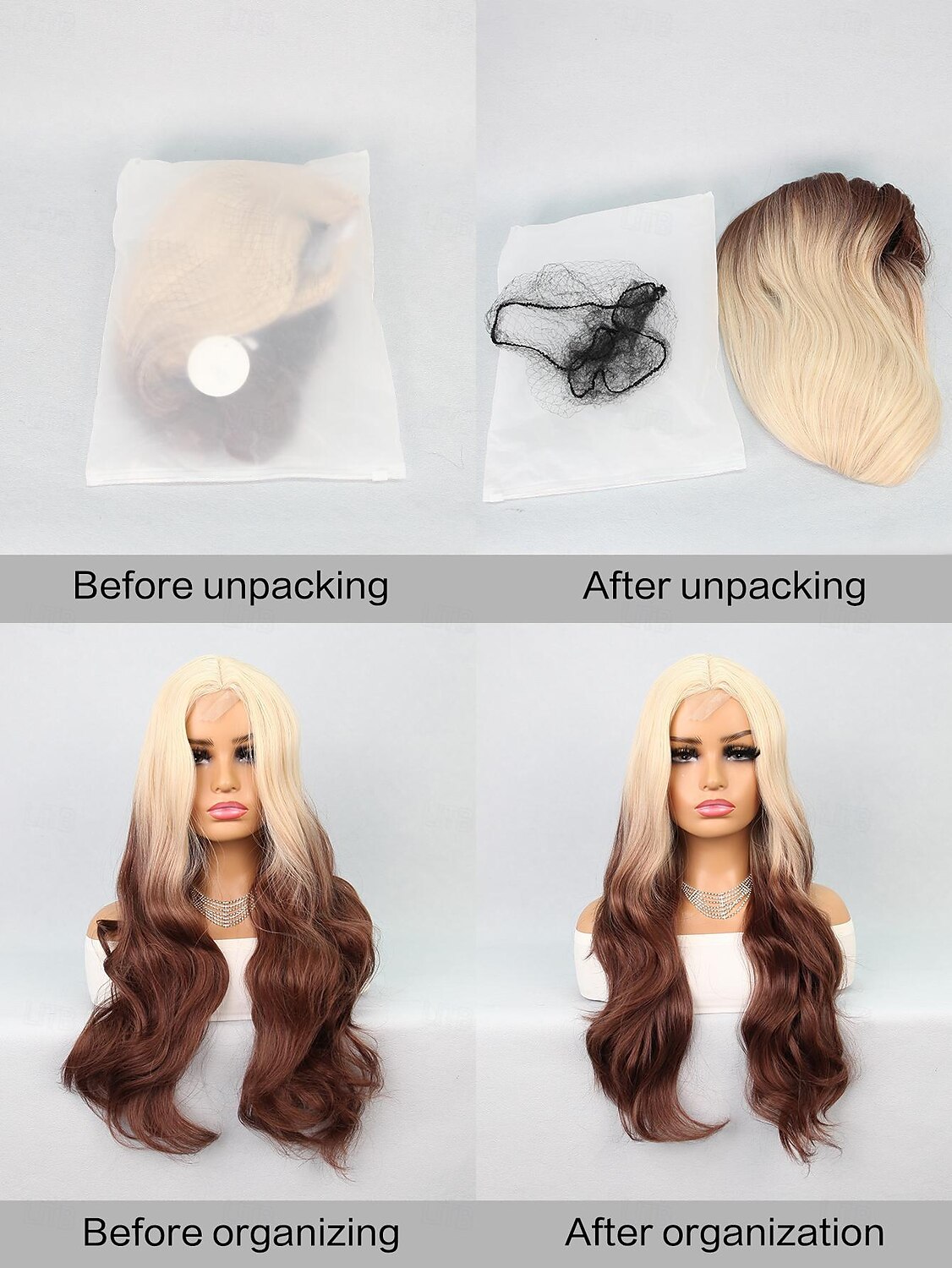 Synthetic Lace Wig Natural Wave Style 26 inch Multi-color Middle Part U Part Wig Women Wig Brown / White 2025 - $36.99 –P5
