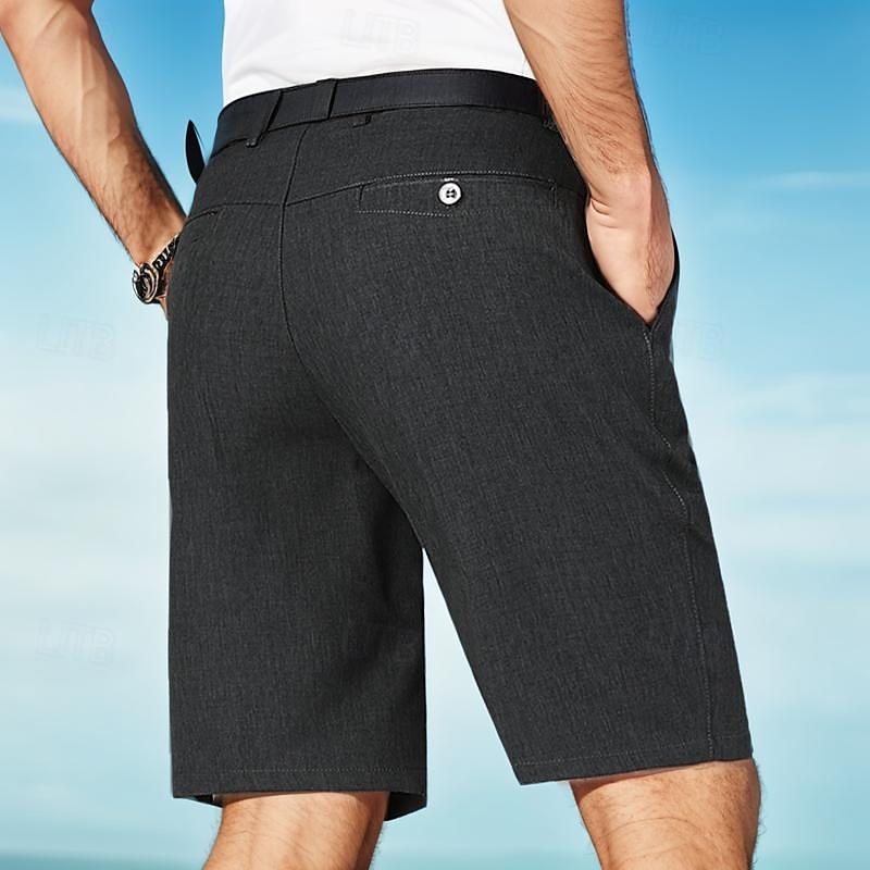Herren Kleid-Shorts Lässige Shorts Höhenanstieg Einfarbig Atmungsaktiv Leichtgewichtig Knielänge Casual Basic Klassisch weiß grau Schwarz Hoher Taillenbund Unelastisch 2025 - $13.99 –P4