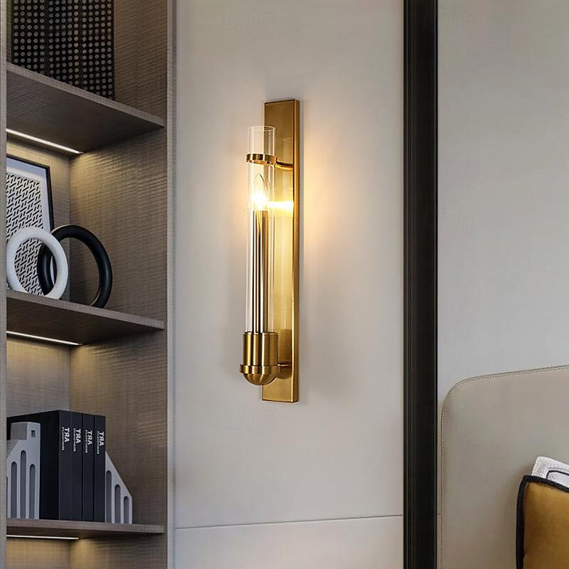 Wall Lamp Indoor Metal Glass Light Luxury Creative Living Room Tv Wall Background Wall Bedside Warm Light 1-Light 60*8*10Cm 110-120V 220-240V 2026 - $243.89 –P2