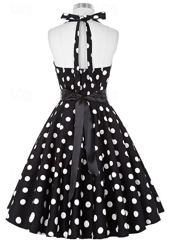Vestido de bolinhas retro vintage conjuntos de Grease dos anos 1950 vestido estilo A vestido de balançar traje de fantasia de bolinhas carnaval de Halloween baile de máscaras uso diário casual de 2026 por $26.99 –P2