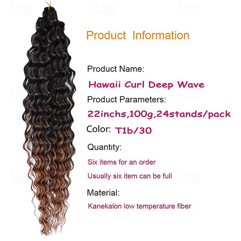cabelo de crochê latino-americano 14 polegadas 18 polegadas 22 polegadas 6 unidades / pacote havaí onda profunda cabelo de crochê onda do mar cabelo sintético trança extensões de cabelo de crochê de 2026 por $80.99 –P3