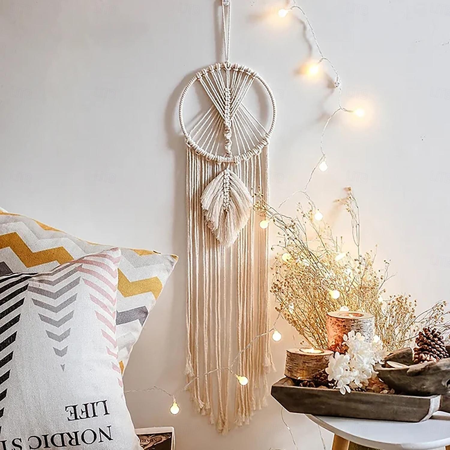 1pc Boheemse maanster dromenvangers verlichting boho macrame muuropknoping dromenvanger boho muurdecor handgemaakt geweven tapijt voor tienermeisjes jongens kinderkamer cadeau thuis appartement 2026 - $18.49 –P2